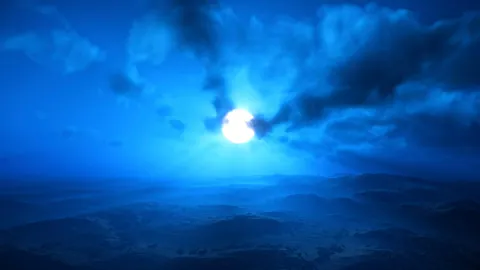 Vallées et collines éclairées par la lune sur une lune alien — exploration Star Citizen