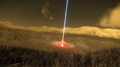 Faisceau de forage industriel frappant la surface d'une planète — industrie DAWNFALL