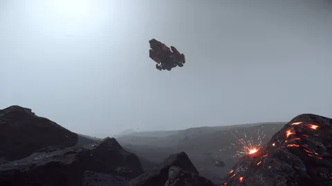 ARGO MOLE DAWNFALL extrait des minerais au hover au-dessus d'une lune — industrie Star Citizen