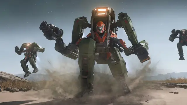 Exosquelettes ATLS DAWNFALL en opération de surface — minage ground