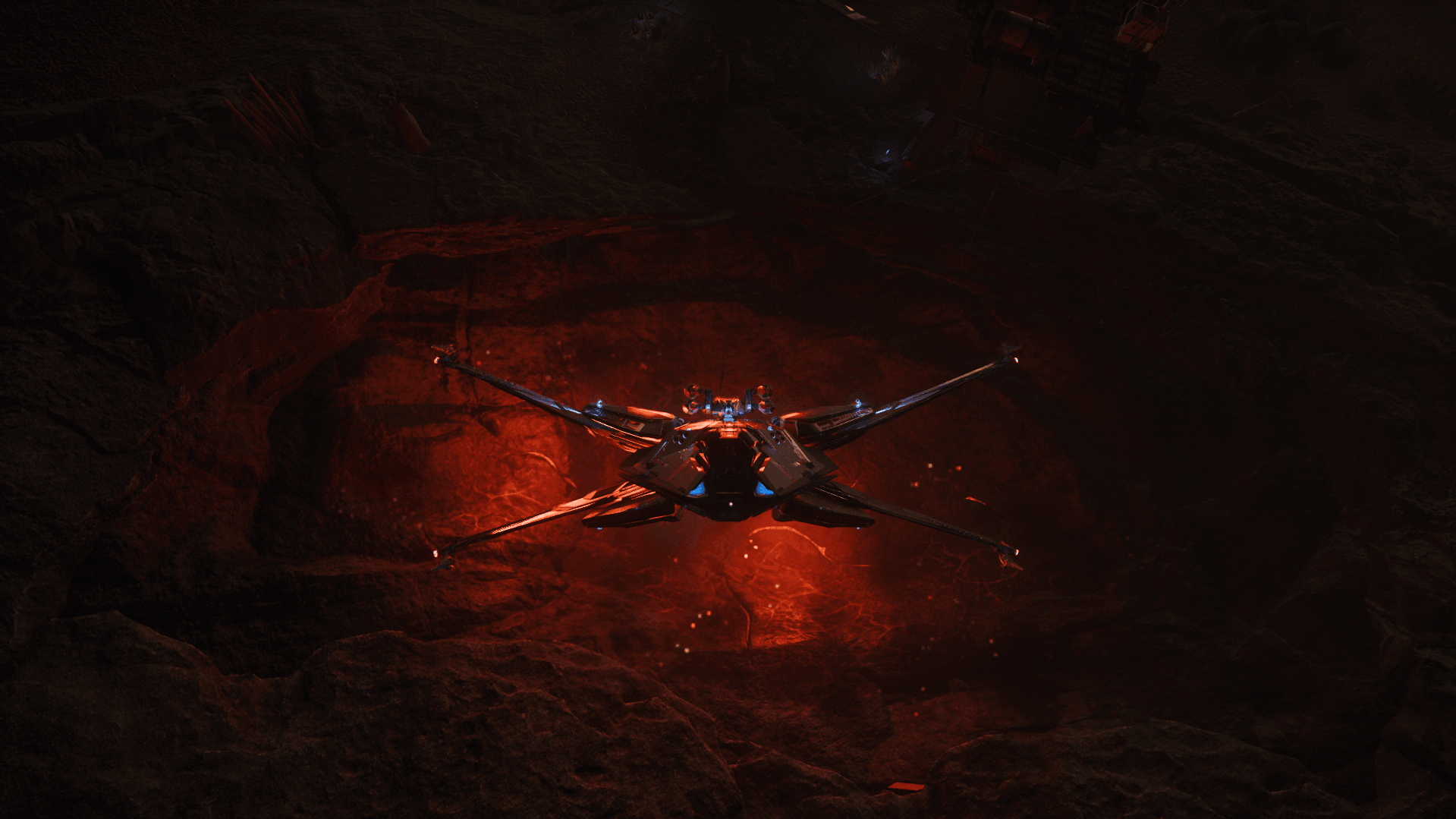 Vaisseau survolant une faille lumineuse dans le 'Verse